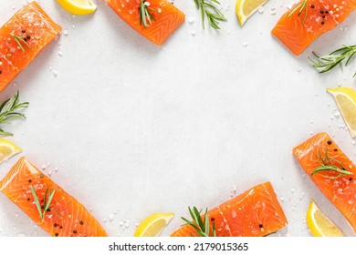 Salmon. Fresh Raw Salmon Fish Fillet On White Background