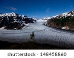 Salmon Glacier at Hyder Alaska, moonlight and star trail