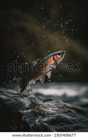 salmon jumping in the river