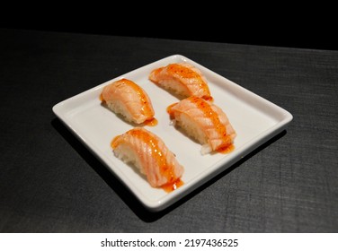 Salmon Nigiri With Pepper Jelly