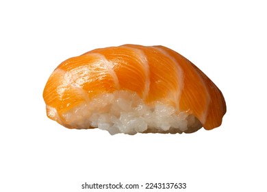 salmon nigiri raw isolated on white background