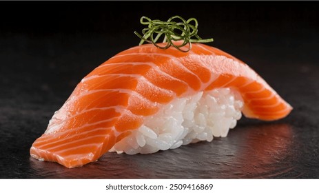 Salmon Nigiri (Sake Nigiri): Salmon nigiri is celebrated for its rich, fatty flavor and smooth texture. It's a go-to choice for many sushi lovers. - Powered by Shutterstock