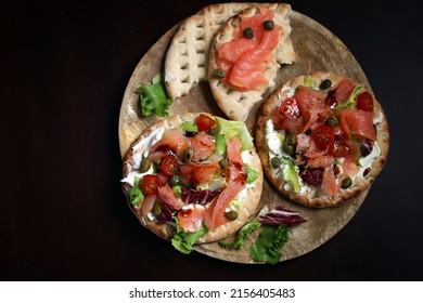 Salmon Pita With Vegetables And White Cheese.