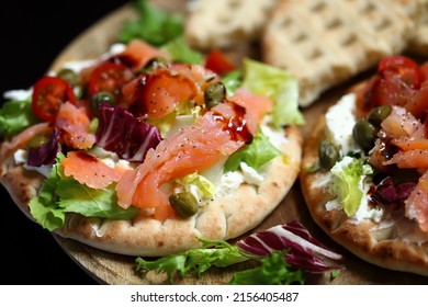 Salmon Pita With Vegetables And White Cheese.