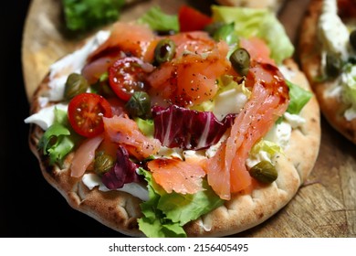 Salmon Pita With Vegetables And White Cheese.