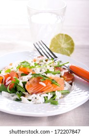 Salmon, Rice And Rocket Salad