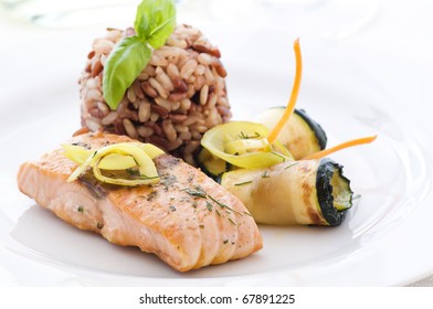 Salmon with Rice and Vegetable - Powered by Shutterstock