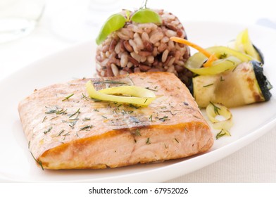 Salmon with Rice and Vegetable - Powered by Shutterstock