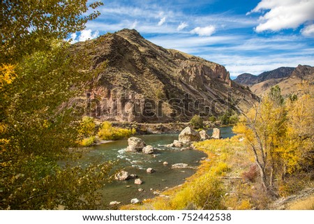 The Salmon River (River of No Return) during the fall season, north of Stanley, Idaho.