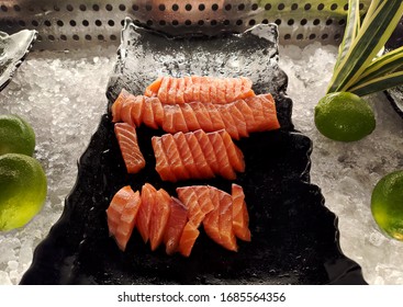 Salmon Sashimi At All You Can Eat Buffet Restaurant