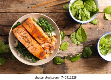 Salmon With Spinach And Rice