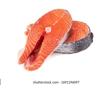 Salmon Steak Isolated On A White Background