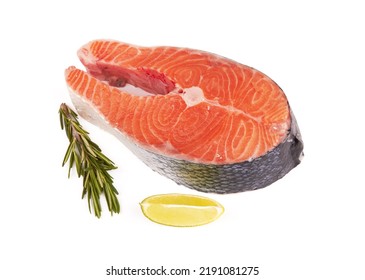 Salmon Steak Isolated On A White Background