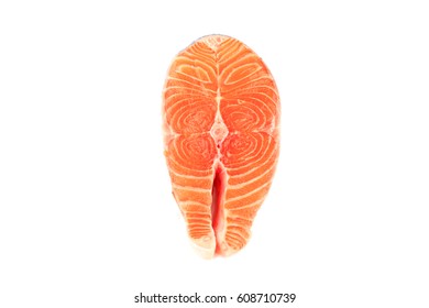 Salmon Steak Isolated On White Background