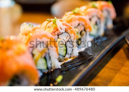 salmon sushi roll - japanese food style