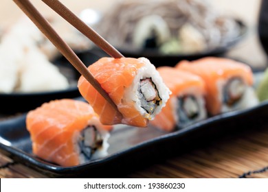 Salmon Sushi Rolls, Japanese Food