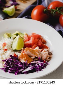 Salmon Taco Bowl With Fresh Ingredients