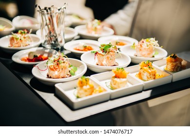 Salmon Tatrare In Small Plates, Catering Event, Banquet Food 