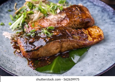 Salmon Teriyaki On Plate