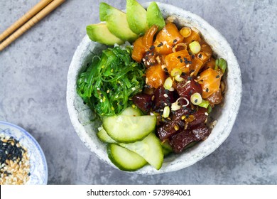 Salmon And Tuna Poke Dish