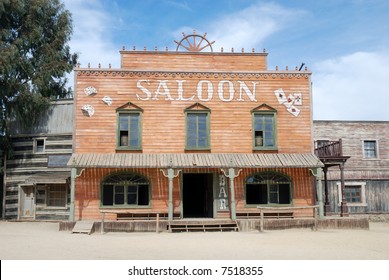 Saloon in an old American western town
