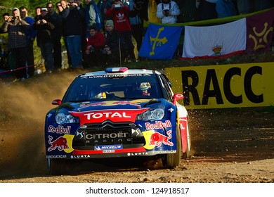 SALOU, SPAIN - NOV 8 : Nine Times World Champion Sebastien Loeb And His Codriver Daniel Elena In A CitroÃ?Â«n DS3 WRC Races In Rally Of Spain, On Nov 8, 2012 In Salou, Spain