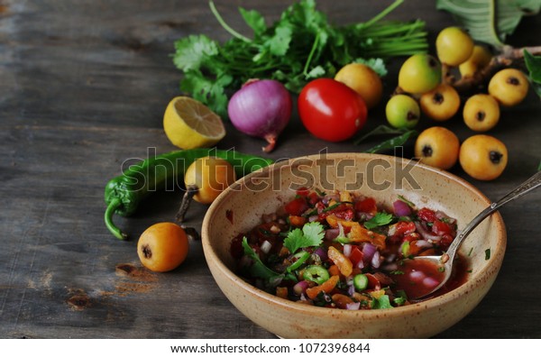 Salsa Fruit Loquat Recipes Medlar Mexican Stock Photo Edit Now 1072396844
