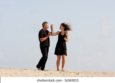 Salsa Lesson. Two Hours Before Sunset. Caribbeans Islands Beach.