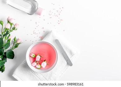 Salt And Cream For Nail Care In Spa Top View