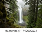 Salt Creek Falls on a foggy morning, near the summit of the Willamette pass on state Highway 58 east of Oakridge, Oregon.