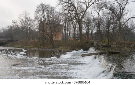 Salt Creek Flows In Front Of The Graue Mill In Oak Brook, IL.