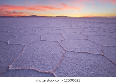 Salt Flat Salar De Uyuni At Sunrise