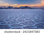 Salt flats at sunset. Bonnefille salt flats near Salt lake City. Utah. USA