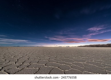 Salt Flats Of Uyuni, Bolivia As Seen At Night