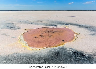 Salt Lagoon,Dunaliella Salina Coloration, La Pampa, Argentina