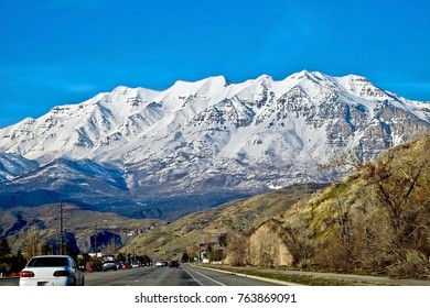 Salt Lake City Road Trip To Park City Ski Resort In Winter. Utah. United States.