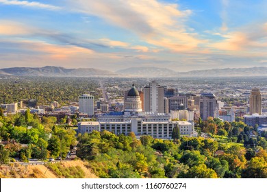 Salt Lake City Skyline Utah In USA