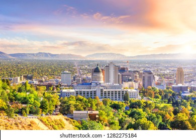 Salt Lake City Skyline Utah In USA