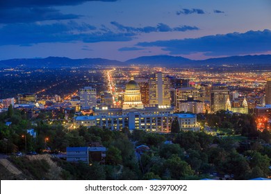 Salt Lake City Skyline Utah At Night