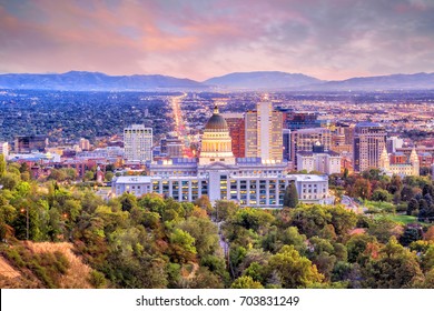 Salt Lake City skyline Utah at night - Shutterstock ID 703831249