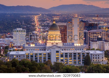 Salt Lake City Skyline Utah Night Stock Photo (Edit Now) 323970083