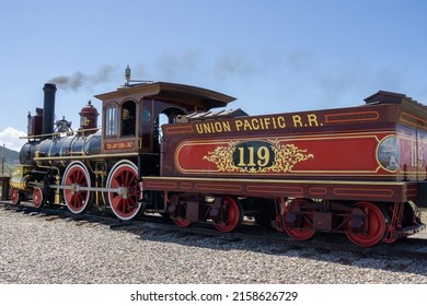 SALT LAKE CITY, UNITED STATES - Jan 06, 2022: An Old Train On The Railroad In The Golden Spike National Historical Park, Utah