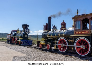 SALT LAKE CITY, UNITED STATES - Jan 06, 2022: An Old Train On The Railroad In The Golden Spike National Historical Park, Utah