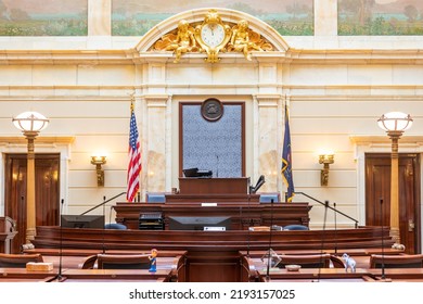 Salt Lake City, UT, USA, July 15, 2022 View Of The Interior Of The Utah State Capitol Building Located At Capitol Hill.