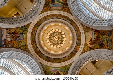 SALT LAKE CITY, UTAH - AUGUST 15: Inner Dome And Ceiling Of The Rotunda From Inside The Utah State Capitol Building On Capitol Hill On August 15, 2013 In Salt Lake City