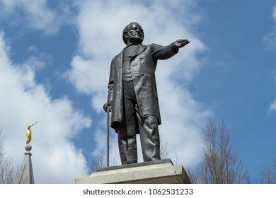 SALT LAKE CITY, UTAH - CIRCA MARCH 2018: Brigham Young Statue