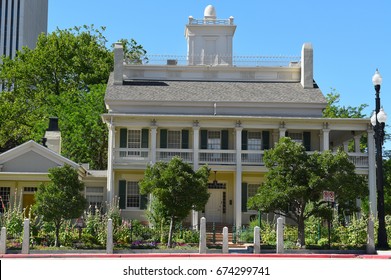 SALT LAKE CITY, UTAH - JUNE 28, 2017: Beehive House. Built In 1854 The House Was The Official Residence Of Brigham Young.