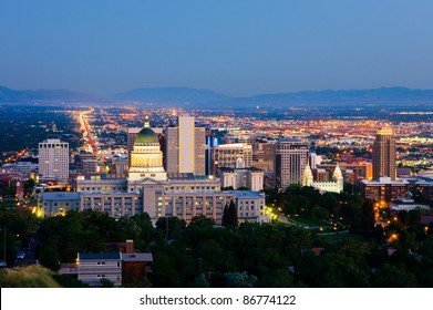 Salt Lake City, Utah At Night