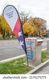 Salt Lake City, Utah: October 21, 2021: A Vote Drop Off Box In The City Of Salt Lake City. The Population Of Salt Lake City Is 200,963.