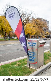 Salt Lake City, Utah: October 21, 2021: A Vote Drop Off Box In The City Of Salt Lake City. The Population Of Salt Lake City Is 200,963.